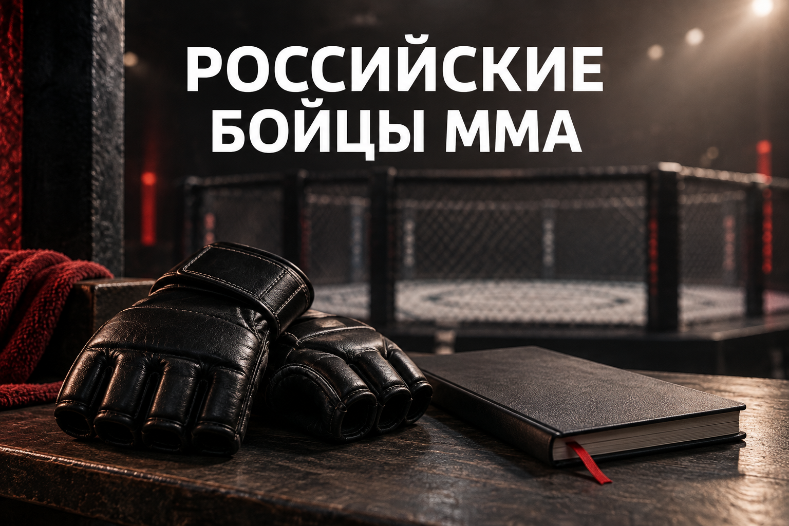 Иллюстрация к биографиям российских бойцов MMA: перчатки и записная книга